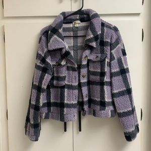 Plaid Sherpa button down shacket